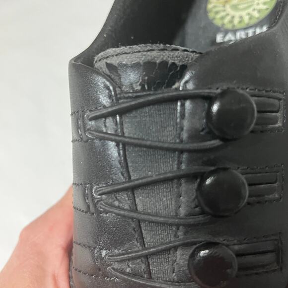 Earth Shoe Sophia Black Leather Oxford Slip On Chunky Goth Grunge Casual 7 - Picture 4 of 9